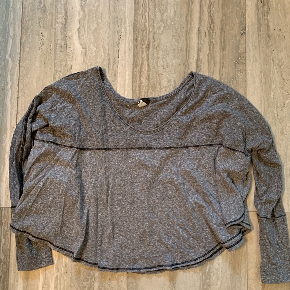 Free people gray scallop edge long sleeve